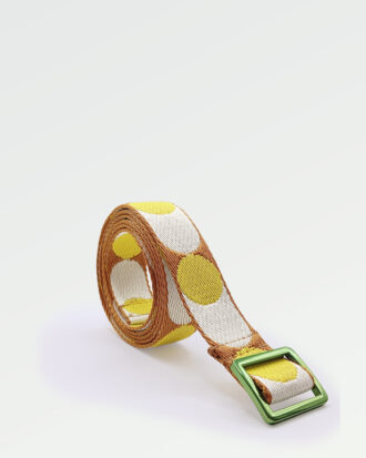 Cinturón Fino Retro Dots - Amarillo y Café
