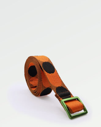 Cinturón Fino Retro Dots - Negro y Naranja