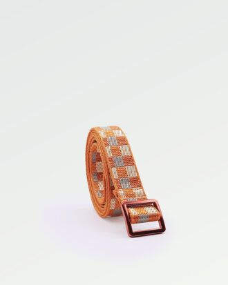 Cinturón Fino Retro Squares - Naranja y Rojo