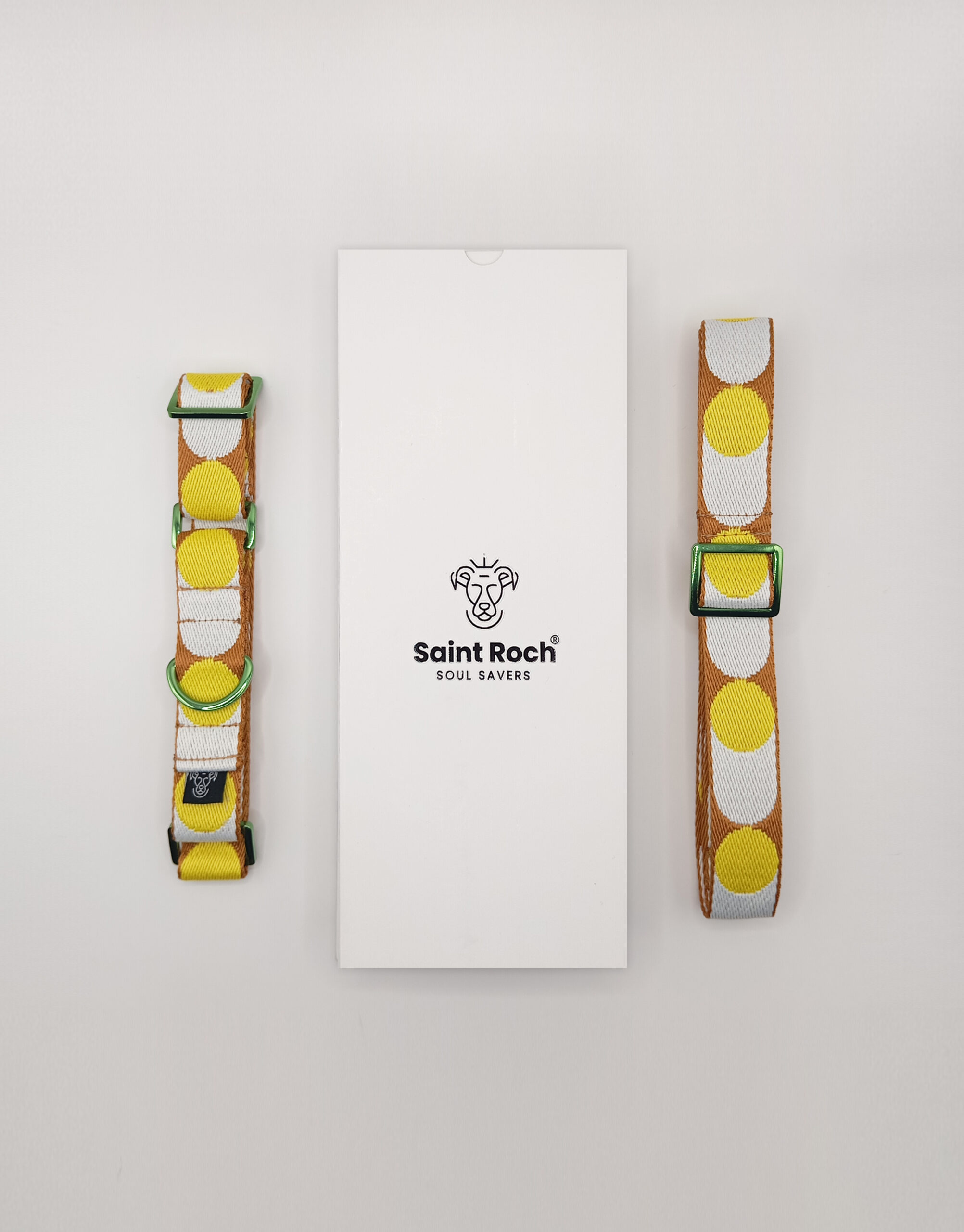Pack Collar Fino Retro Dots - Amarillo y Café
