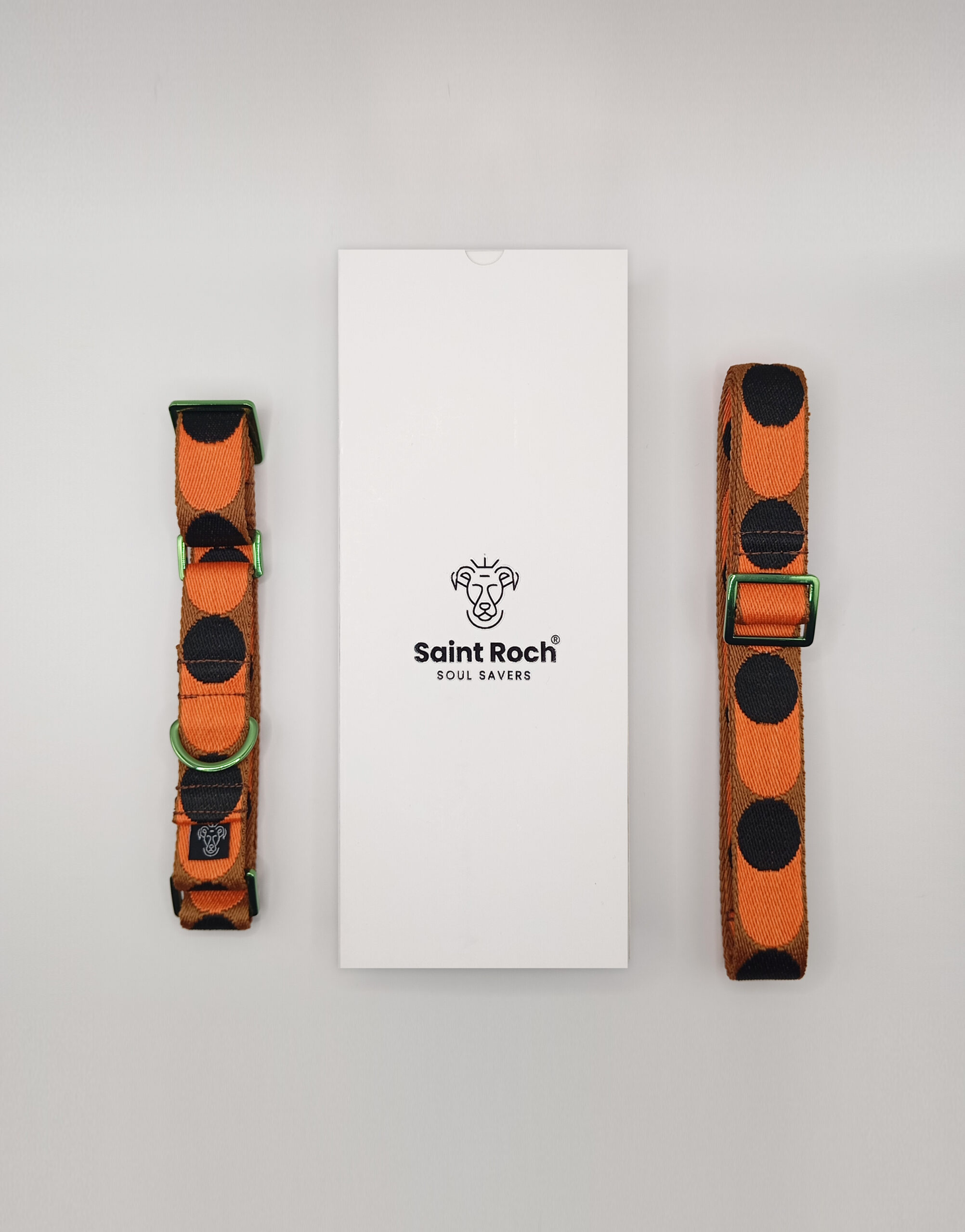 Pack Collar Fino Retro Dots - Negro y Naranja