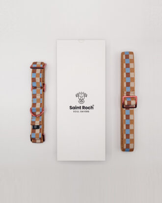 Pack Collar Fino Retro Squares - Marrón y Celeste