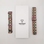 Pack Collar Fino Retro Squares - Marrón y Verde