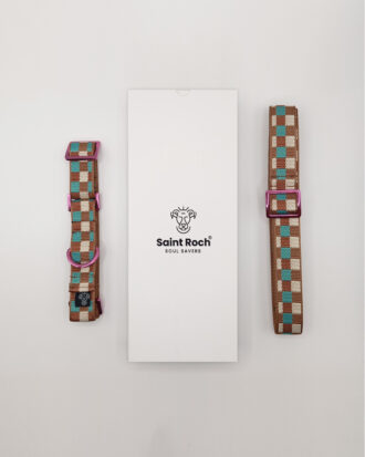 Pack Collar Fino Retro Squares - Marrón y Verde