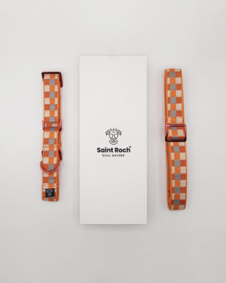 Pack Collar Fino Retro Squares - Naranja y Rojo